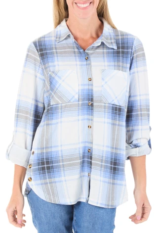 Thumbnail 1: Zac & Rachel Women's Button Front Double-Pocket Top 