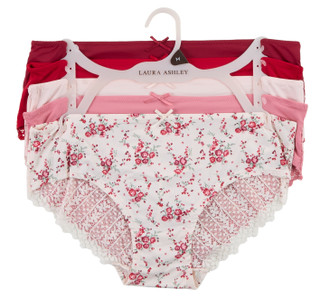 Thumbnail 1: Laura Ashley Women's 5 Pk Lace Trim Brief Panties  