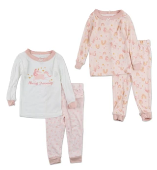 Thumbnail 1: FLORAL THREADS 4 Pc Long Sleeve Unicorn Print Pajama Pants Set 