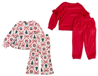 Thumbnail 2: Nannette  Toddler Girls 4 Pc Christmas Pajamas Pants Set 