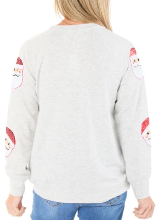 Thumbnail 2: Philosophy Republic Clothing Women's Long Sleeve Christmas Sequin Cozy Fleece Top 