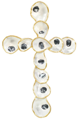 Thumbnail 1: JD YEATTS 8x12 Oyster Shell Cross Wall Decor 