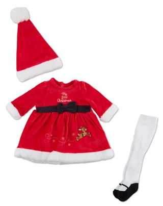 Thumbnail 1: RUDOLPH Baby Girls 3 Pc Christmas Rudolph Dress Set 