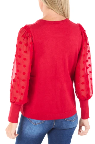 Thumbnail 2: Adrianna Papell Women's Long Mesh Sleeve Sweater Top 