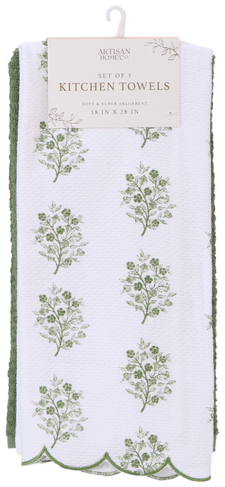 Thumbnail 1: Artisan Home Co 3 Pk Flower Block Kitchen Towels 
