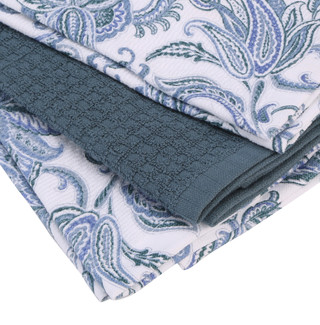 Thumbnail 2: Artisan Home Co 3 Pk Blue Floral Kitchen Towels 