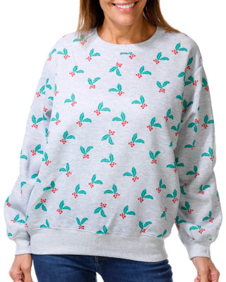 Thumbnail 1: Chaser Women's Christmas Holly Sweatshirt 