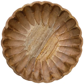 Thumbnail 2: Lillian Studio Scallop Carved Wooden Decorative Bowl  