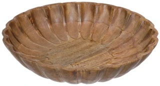 Thumbnail 1: Lillian Studio Scallop Carved Wooden Decorative Bowl  
