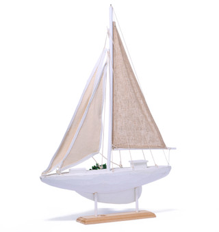 Thumbnail 2: Magical Season 24 in Large Wooden Christmas Sailboat with Wreath Decor 
