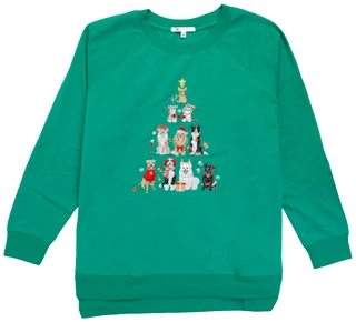Thumbnail 1: Daniel Rainn Women's Plus 3/4 Sleeve Christmas Dogs  Sweatshirt  