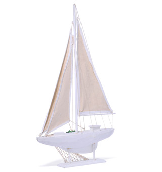 Thumbnail 2: Magical Season 28 in Wooden Christmas JOY Sailboat with Wreath Accent 