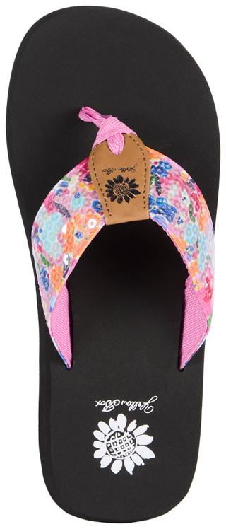 Thumbnail 3: Yellow Box Women's Frances Sequin Floral Print Thong Flip Flops 