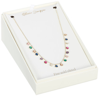 Thumbnail 1: Olivia Simpson Gold Plated Multi-Cubic Zirconia Station Necklace 
