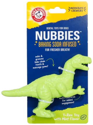 Thumbnail 1: Arm & Hammer Baking Soda Infused Dinosaur Dental Dog Chew Toy 