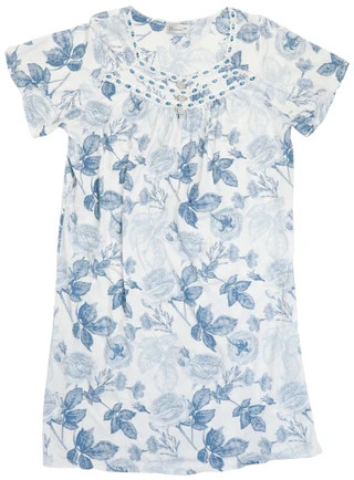 Thumbnail 1: Joan Vass Women's Plus Short Sleeve Floral Print Night Gown  