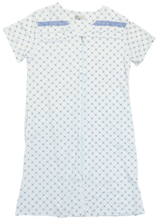 Thumbnail 1: Joan Vass Women's Plus Short Sleeve Geo Print Zip Night Gown  