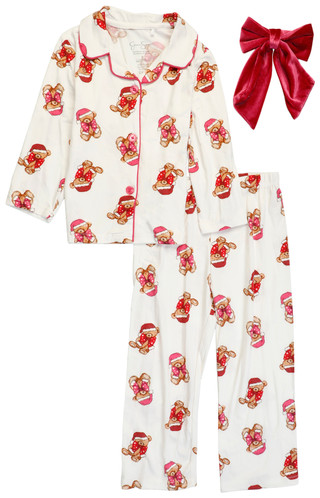 Thumbnail 1: Jessica Simpson Little Girl's 3 Pc Santa Bears Long Sleeve Pajama Set  