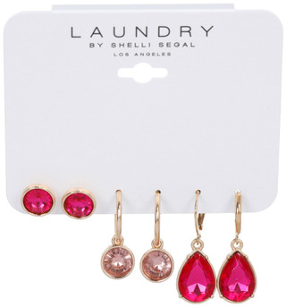 Thumbnail 1: LAUNDRY BY SHELLI SEGAL 3 Pk Stud & Hoop Drop Earrings 