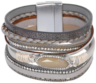 Thumbnail 1: Saachi Reno Rhinestone Leather Bracelet 