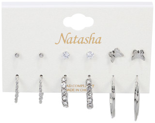 Thumbnail 1: Natasha 6 Pk Stud & Hoop Earrings  