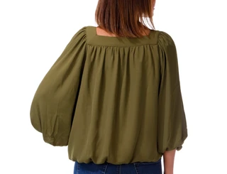 Thumbnail 2: Cece Women's 3/4 Sleeve Square Neck Bubble Hem Top 