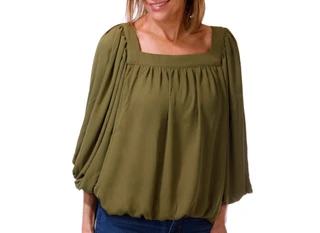 Thumbnail 1: Cece Women's 3/4 Sleeve Square Neck Bubble Hem Top 