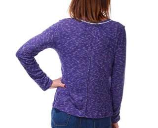 Thumbnail 2: BUNULU Women's Long Sleeve Space Dye Contrast Trim Top 
