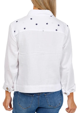 Thumbnail 2: Dash Women's Embroidered Star Denim Jacket  