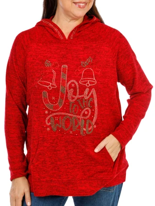 Thumbnail 1: Magical Season Women's Plus Christmas Studded Hacci Hoodie 