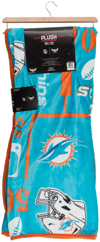 Thumbnail 2: Miami Dolphins 60x70 Super Soft Plush Team Spirit Throw Blanket with Hanger 