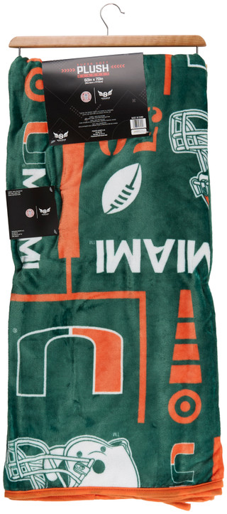 Thumbnail 2: Miami Hurricanes 60x70 Super Soft Plush Team Spirit Throw Blanket with Hanger 