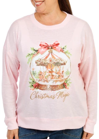 Thumbnail 1: Magical Season Women's Plus Christmas Graphic Hacci Top 