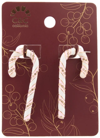 Thumbnail 1: C&C California Christmas Gemstone Candy Cane Drop Earrings 