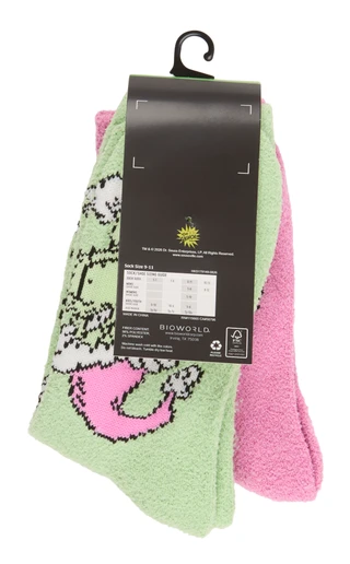 Thumbnail 2: Bio World  Women's 2 Pk The Grinch Cozy Crew Fuzzy Socks 