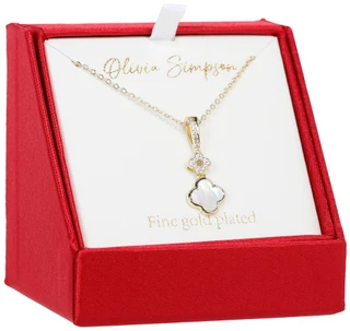 Thumbnail 1: Olivia Simpson Gold Plated Clover Mother of Pearl Pendant Necklace 