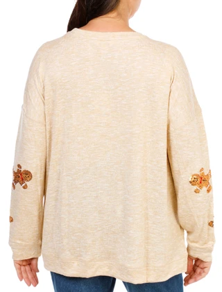 Thumbnail 2: Magical Season Women's Plus Christmas Sequin Hacci Top 