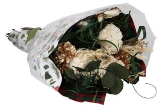 Thumbnail 2: Nature's Expressions Botanicals Faux Christmas Golden Pinecone & Rose Floral Bouquet  
