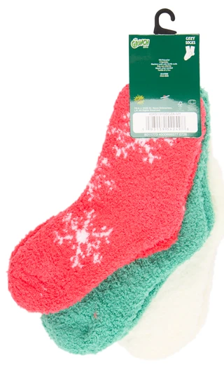Thumbnail 2: THE GRINCH Kids 3 Pk Christmas Grinch Cozy Crew Fuzzy Socks  