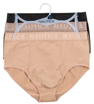 Thumbnail 1: Nautica Women's Plus 3 Pk Ribbed Seamless Shaping Brief Panties 