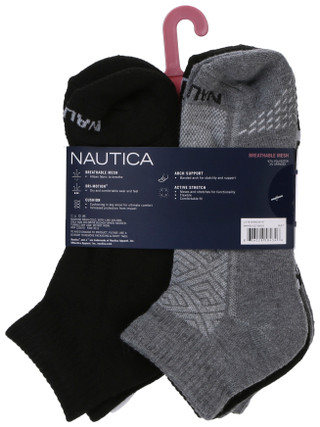 Thumbnail 2: Nautica 6 Pk Women's Athletic Quarter Socks  w/ Ventilation Capsule 