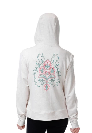 Thumbnail 2: REEL LEGENDS Women's Long Sleeve Floral Graphic Zip Up Hoodie 