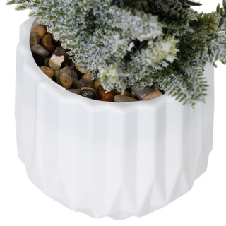 Thumbnail 2: Supreme Silk Mini Snowy Pine Christmas Tree in Pot Decor 
