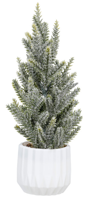 Thumbnail 1: Supreme Silk Mini Snowy Pine Christmas Tree in Pot Decor 
