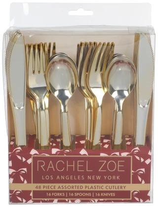 Thumbnail 1: RACHEL ZOE 48 Pc Gold Assorted Plastic Cutlery  