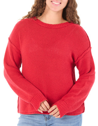 Thumbnail 1: BY TOGETHER Juniors Long Sleeve Raw Seam Knit Sweater 