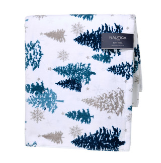 Thumbnail 1: Nautica  Christmas Snowflake & Pine Tree Print Bath Towel 