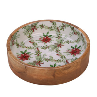 Thumbnail 1: Total home 10 In Christmas Tree Enamel and Wood Bowl  