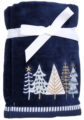 Thumbnail 1: Caro Home 2 Pk Midnight Trees Embroidered Hand Towels  