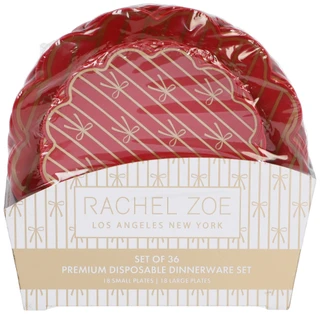 Thumbnail 1: RACHEL ZOE 36 Pk Premium Disposable Christmas Dinnerware Set 